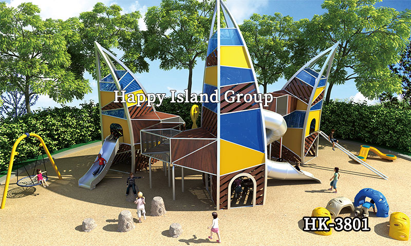 Sailing combined slide - Happy Island Brand Sailboat kid's slide factory