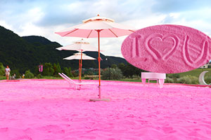 Pink sand for sale, creating a pink beach