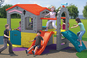 Happy Playhouse With Slide For Kindergarten Kids Playground