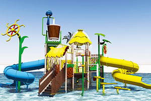 Fiberglass Waterpark Playground House With Slide